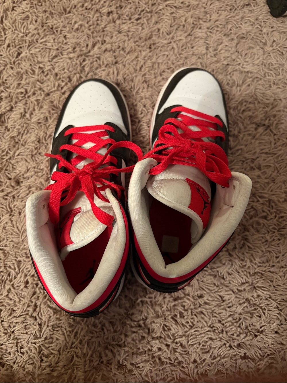 Jordan Men's White Red and Black High-Top Sneakers